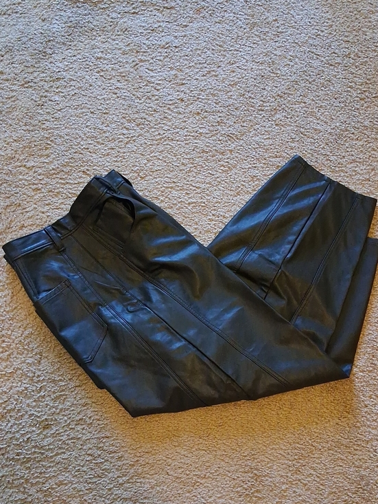 We The Free Pants - We The Free Black Free People Sub-Brand Wide-Leg Faux Leather Barrel Trousers